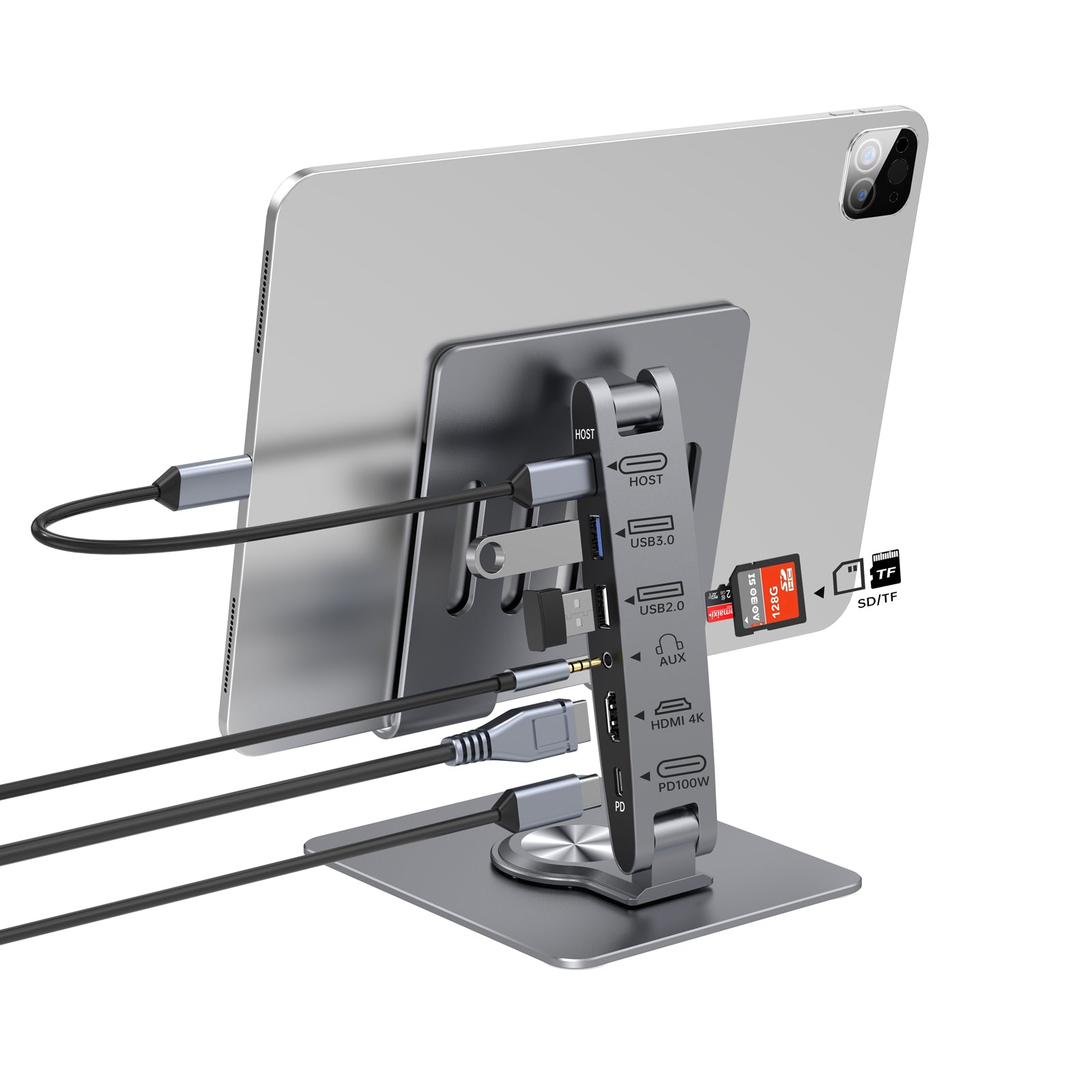 Tabepad iPad houder met hub 7 in 1